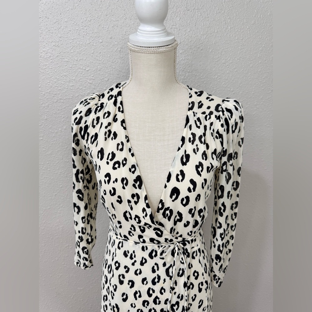 Reformation Wrap Midi Dress Leopard Print Size S - Picture 4 of 9